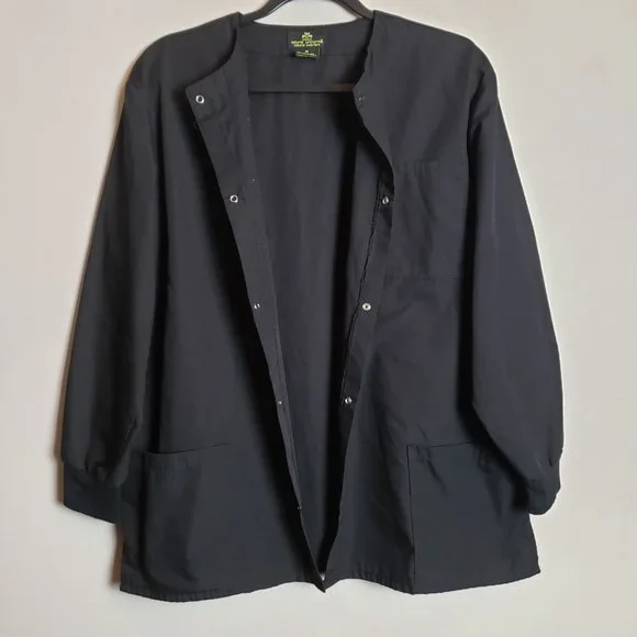 Natural Uniforms Black Snap Button Down Scrub Jacket Coat Medium - Picture 6 of 6